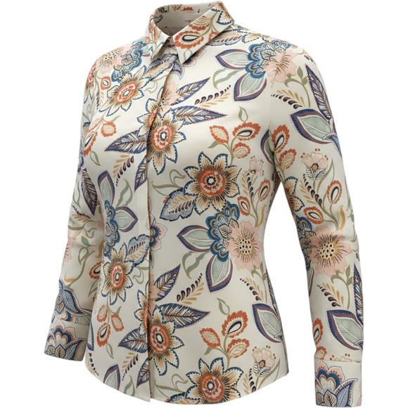 Chico's Tops - Chico's Floral Paisley Button Down Shirt Blouse Size 0 Eclectic Earth Tones Fall